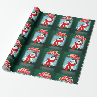 Papier cadeau Noël joyeux Bonhomme de neige