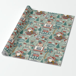 Papier Cadeau noël juillet route 25 plage tropical père noël noi
