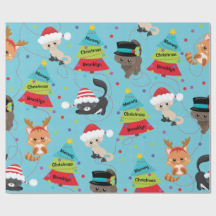 Papier Cadeau Noël Kitten personnalisé