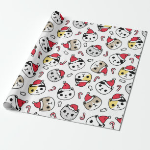 Papier Cadeau Noël Kitty Et Sucres de canne Motif