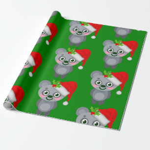 Papier Cadeau noël koala santa claus