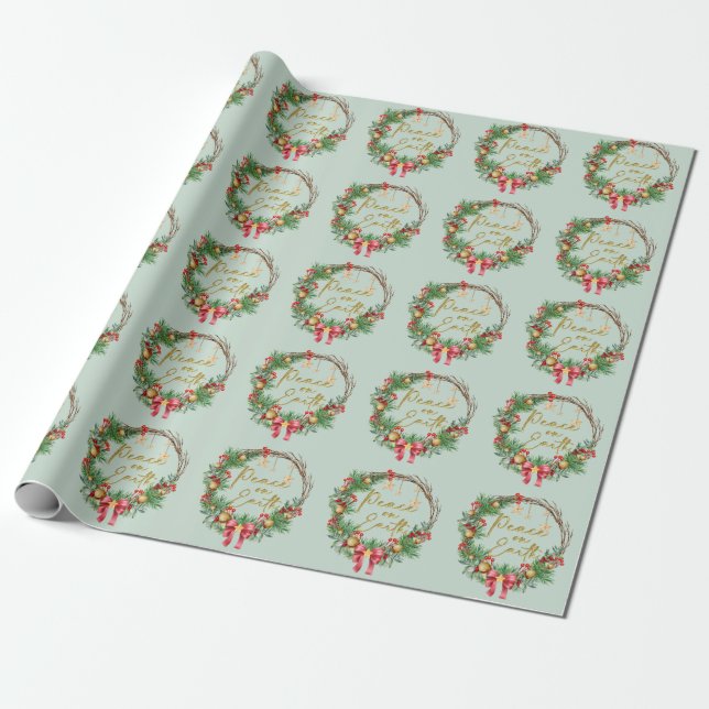 Papier Cadeau Noël, la paix sur Terre, papier d'enveloppement (Déroulé)