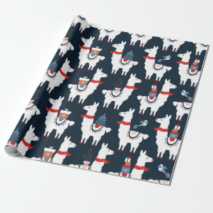 Papier Cadeau Noël lamas sans couture motif