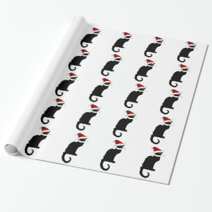 Papier Cadeau Noël Le Conversation Noir Avec Santa Hat