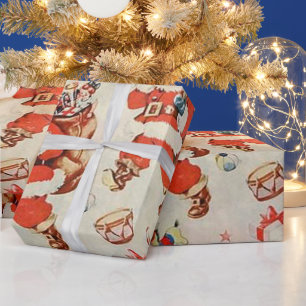 Papier Cadeau Noël Le Père Noël Toys Reindeer présente