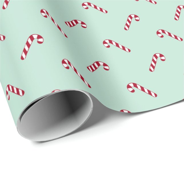 Papier Cadeau Noël menthe verte rouge sucre de canne rouge migno (Coin rond)