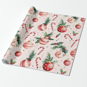 Papier Cadeau Noël mignon rouge rose