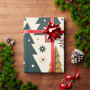 Papier Cadeau Noël Moderne du Milieu du Siècle