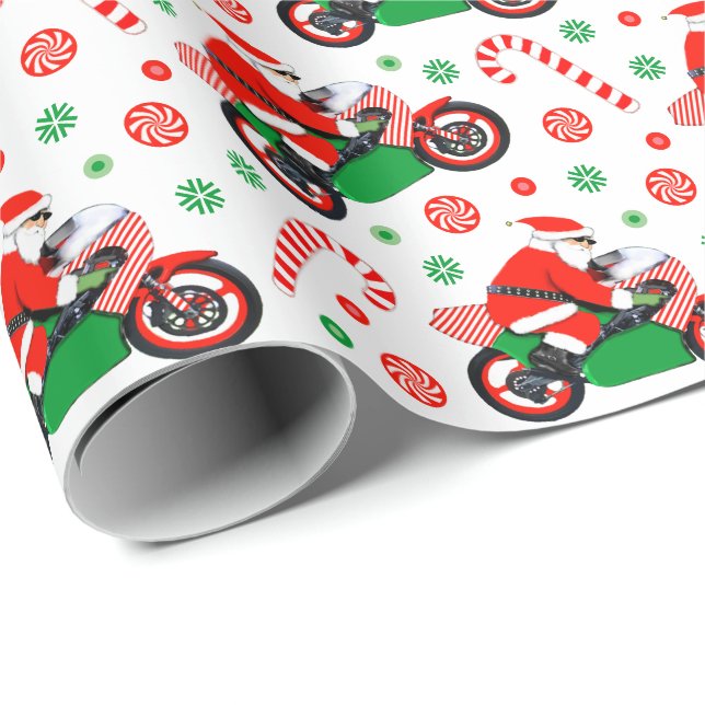Papier Cadeau Noël moto (Coin rond)