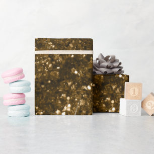 Papier Cadeau Noël Noir et Or Paillettes Faux Noël