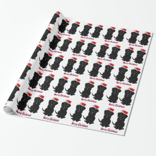 Papier Cadeau Noël noir personnalisé de Labrador