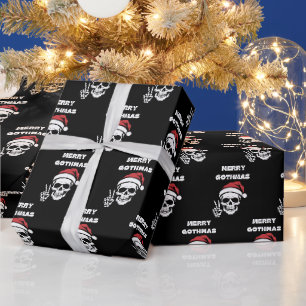 Papier Cadeau Noël noir squelette Twist humoristique gothique
