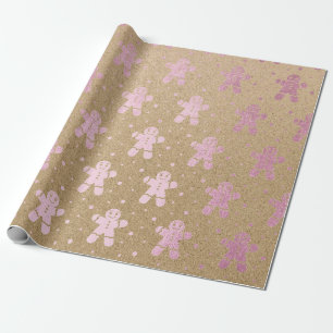Papier Cadeau Noël Nouvel An Pain d'or rose Homme Kraft
