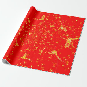 Papier Cadeau Noël Parties scintillant Occidentale Rouge Gold Gi