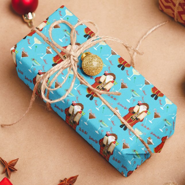 Papier Cadeau Noël Père Noël Apporte Liquor de vacances (Créateur téléchargé)