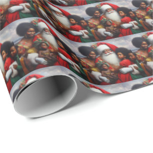 Papier Cadeau Noël Père Noël avec enfants 7