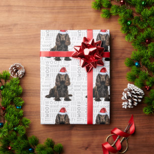 Papier Cadeau Noël Père Noël Cocker Brown Spaniel Holiday Chien
