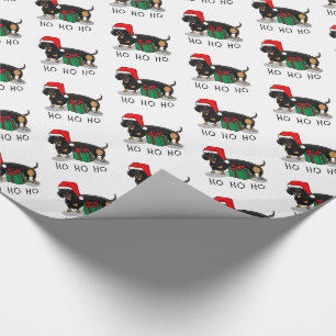 Papier Cadeau Noël Père Noël Dachshund (S noir & tan) Drôle