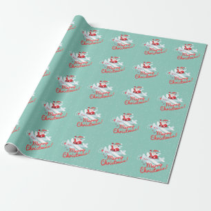 Papier Cadeau Noël Père Noël dans le style vintage