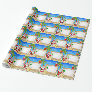 Papier Cadeau Noël Père Noël de plage