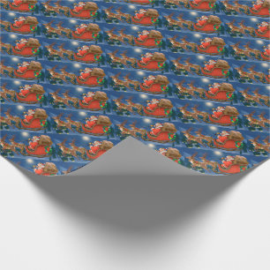 Papier Cadeau Noël Père Noël et Sleigh