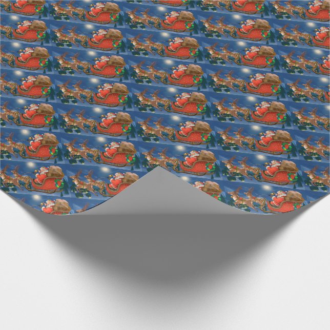 Papier Cadeau Noël Père Noël et Sleigh (Coin)