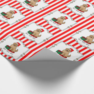Papier Cadeau Noël Père Noël Goldendoodle (rouge or) Chien migno