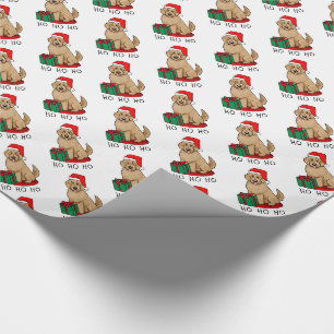 Papier Cadeau Noël Père Noël Goldendoodle (rouge or) Chien migno
