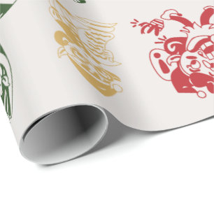 Papier Cadeau Noël Père Noël Petits Aidants Elf Amusement