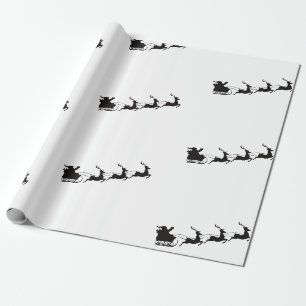 Papier Cadeau Noël Père Noël Sleigh et Reinder