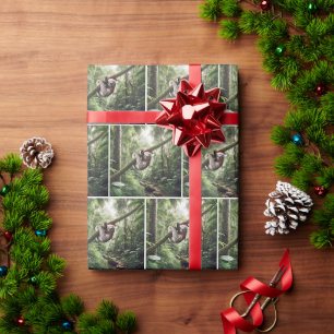 Papier Cadeau Noël Père Noël Sloth Dans Rainforest