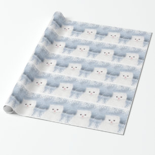 Papier Cadeau Noël persan blanc de chaton