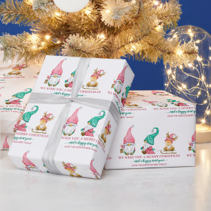 Papier Cadeau Noël personnalisé Gnome mignon