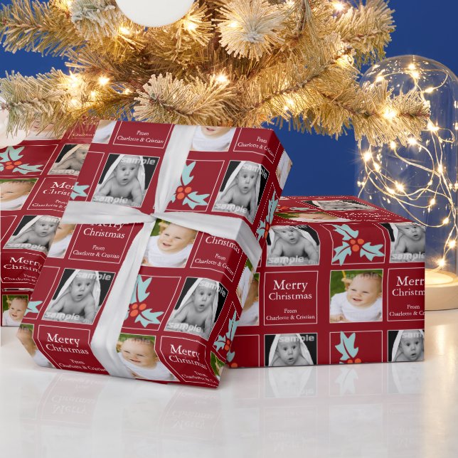 Papier Cadeau Noël personnalisé Holly Red (Vacances)