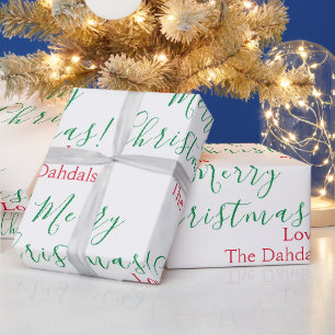 Papier Cadeau Noël personnalisé Traditionnel Rouge Vert Blanc