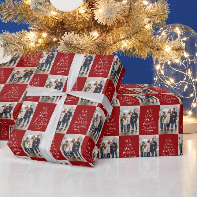 Papier Cadeau Noël photo rouge (Vacances)