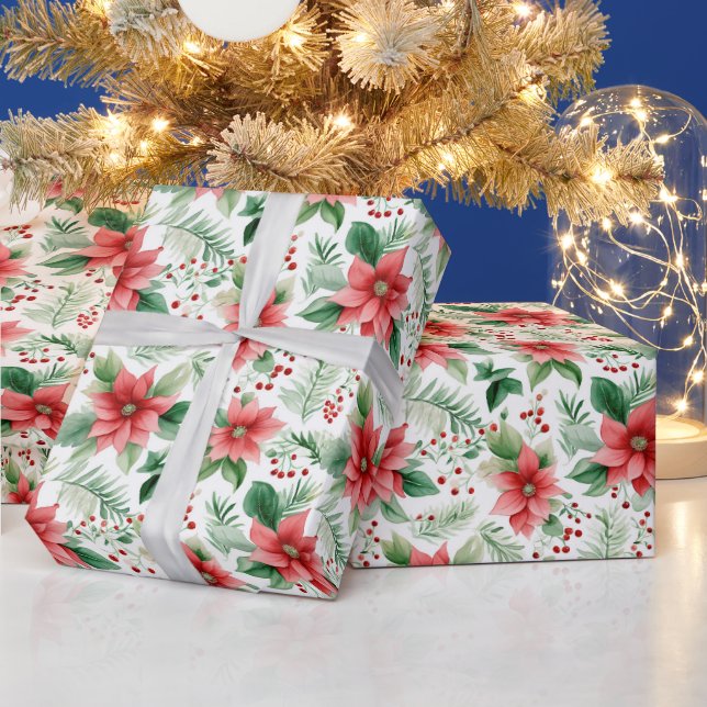 Papier Cadeau Noël Poinsettas (Vacances)