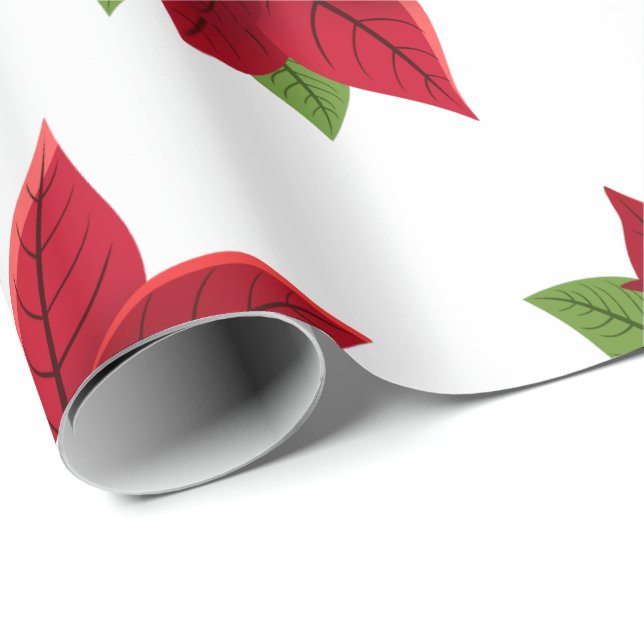 Papier Cadeau Noël Poinsettia (Coin rond)
