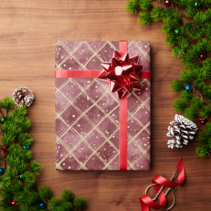 Papier Cadeau Noël Points Rouges Or