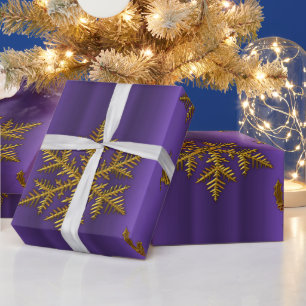 Papier Cadeau Noël pourpre et or