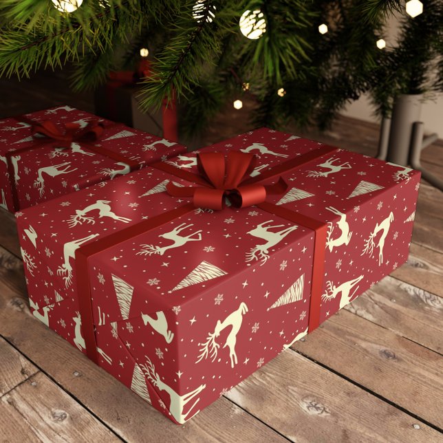 Papier Cadeau Noël Prêter Gold Deer Holiday (Créateur téléchargé)