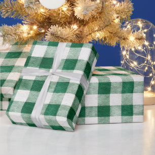Papier Cadeau Noël Rayures Carreaux Verts