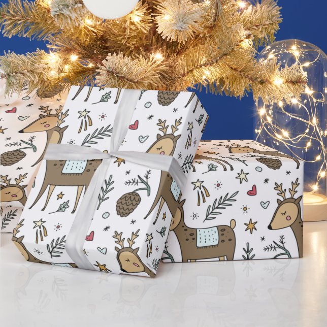Papier Cadeau Noël Reindeer Motif de vacances (Vacances)