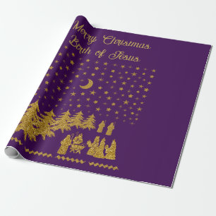 Papier Cadeau Noël religieux, naissance de Jésus