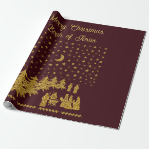 Papier Cadeau Noël religieux, Naissance de Jésus