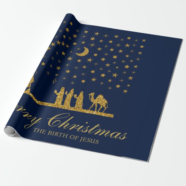 Papier Cadeau Noël religieux, Naissance de Jésus, Trois Roi (Déroulé)