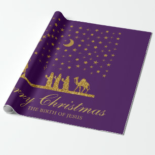 Papier Cadeau Noël religieux, Naissance de Jésus, Trois Roi