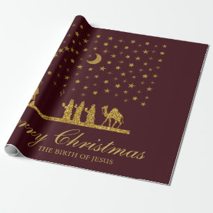Papier Cadeau Noël religieux, Naissance de Jésus, Trois Roi
