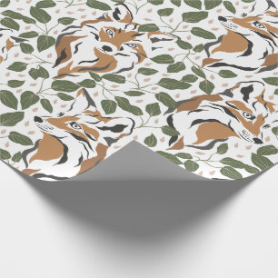 Papier Cadeau Noël Renard de la Forêt à l'Aquarelle Rustique