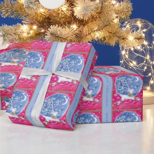 Papier Cadeau Noël rétro de rennes Abstraits (Vacances)
